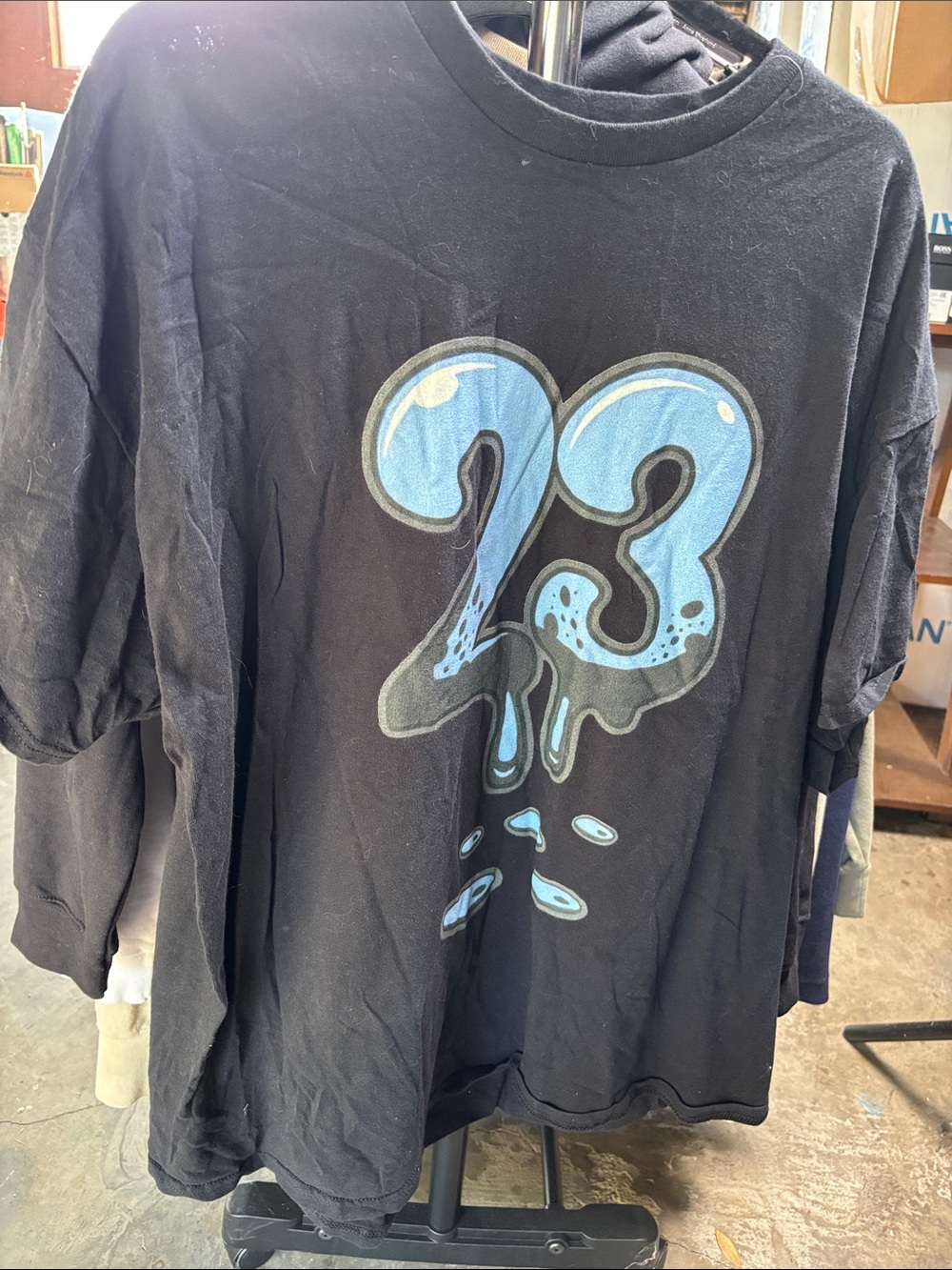 Gildan Black Short-Sleeve Tee with Blue Drip '23' Graphic